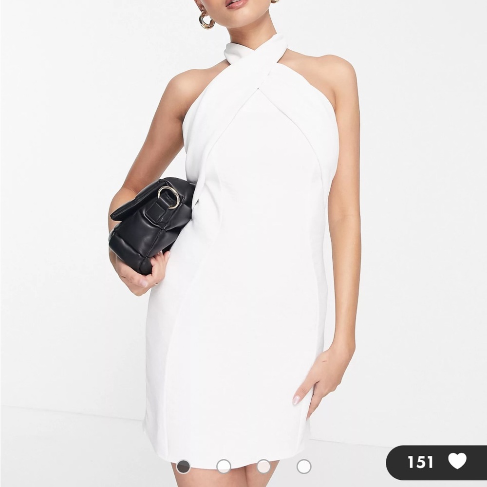 ASOS CROSS HALTER WHITE MINI DRESS